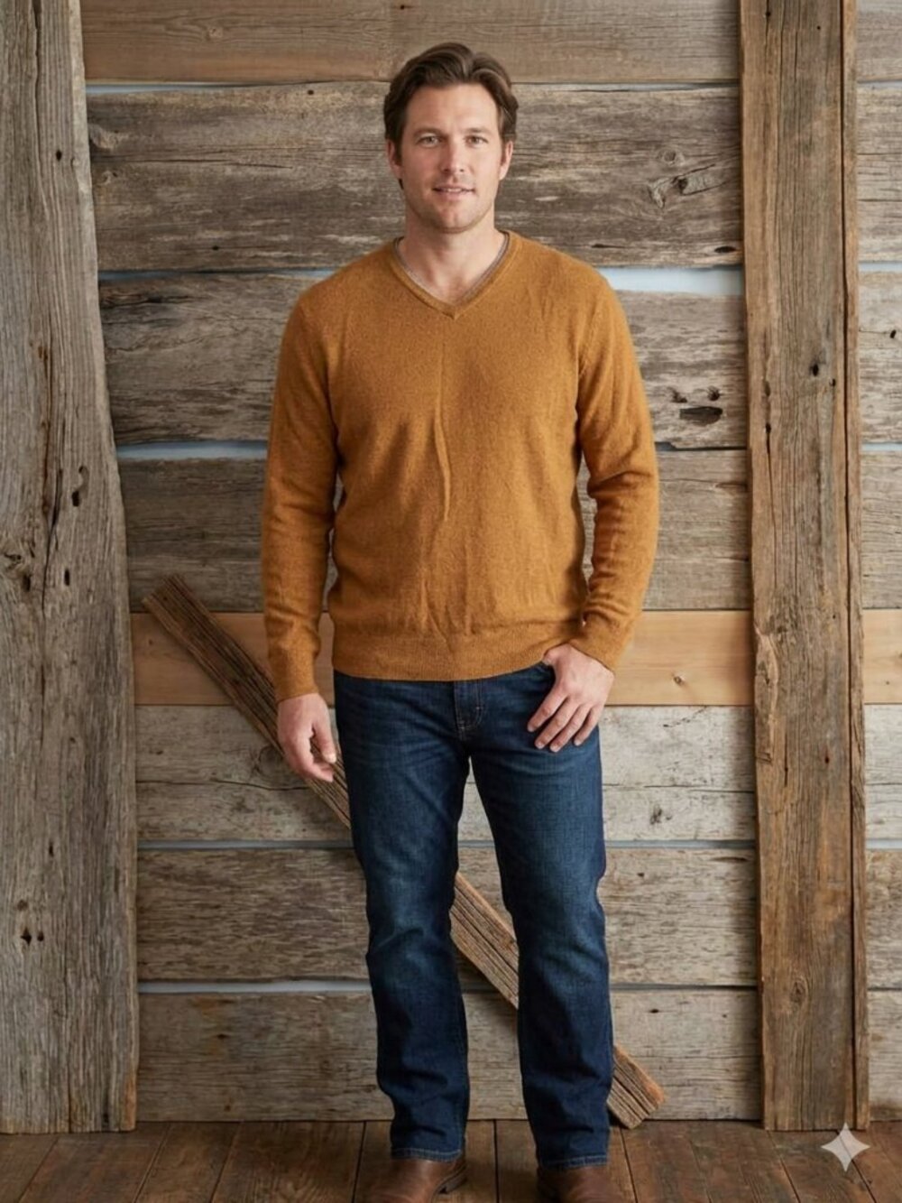 ATTITUDE merino wool v-neck sweater size Large